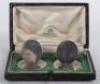 A pair of silver menu holders, London 1927