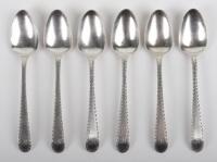 A set of six Georgian silver teaspoons, Benjamin Montigue