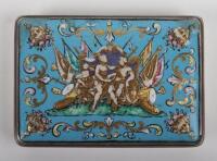 A silver and enamel box, unmarked