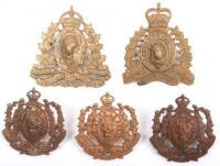 5x Royal North West Mounted Police and Royal Canadian Mounted Police Headdress Badges