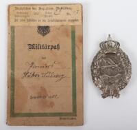 Imperial German Bavarian Pilots Badge & Militarpass Grouping