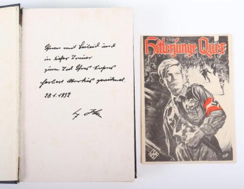 Adolf Hitler Mein Kampf Given to the Family of Hitler Youth Member Herbert Norkus, Who Was Killed by Communists in 1932 and Became a Martyr for the HJ Used as Propaganda Tool and the Subject of the Film Hitler Youth Quex