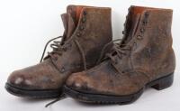 A Pair of German Brown / Black Leather Rough out Ankle Boots