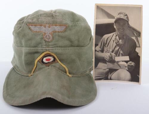 WW2 German Afrika Korps M-41 Other Ranks Field Cap and Photograph of the Original Owner