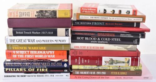 Mixed Books of British WW1 and Trench Warfare Interest, including Pillars of Fire – The Battle of Messines Ridge June 1917 by Passingham; Dominating the Enemy – War in the Trenches 1914-1918 by Saunders; Royal Flying Corps Communiques 1917-18 by Bowyer; B