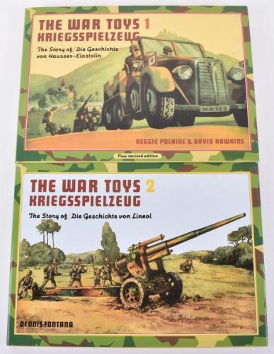 The War Toys Volume 1 – The Story of Die Geschichte von Haussen-Elastolin by Polaine & Hawkins, hardback, with dust jacket. Published by New Cavendish Books; The War Toys Volume 2 – Kriegsspielzeug The Story of Die Geschichte von Lineol by Fontana, hardba