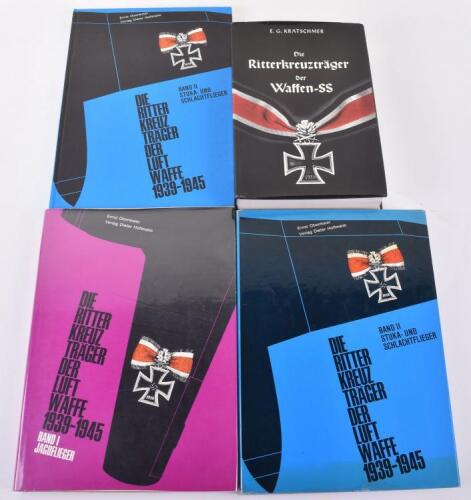 Four Books of Third Reich Knights Cross Winners Interest, all being produced in the German language. All hardback publications. Consisting of Die Ritterkreuztrager der Waffen-SS by Kratschmer with dust jacket; First edition two volume set Die Ritterkreuzt
