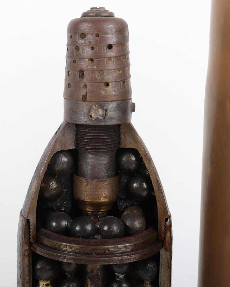 Inert WW1 French 75mm Shrapnel Cut Away Sectioned Shell