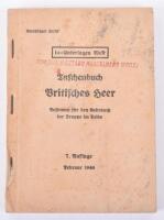 Scarce WW2 German Armed Forces Handbook on the British Forces, produced in 1944 for identifying British soldiers etc. Gives information on weapons, uniforms, equipment, badges worn etc. Good overall condition.