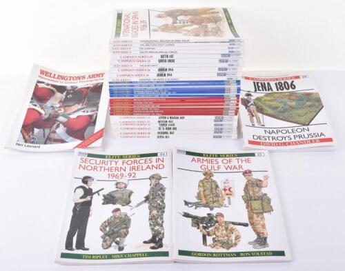 32x Osprey Publication Books, from Campaign Series, Elite Series, Warrior Series, New Vanguard and Europa Militaria Special. All appear to be very good to excellent condition.