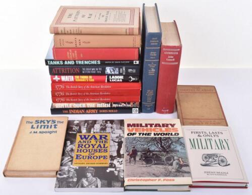 Mixed Military Books, including “Tanks and Trenches” Fletcher, “The Pattern of War” by Lieut-General Sir Francis Tuker, WW1 “The Amateur Army”; “Brave Men” by Ernie Pyle; Army Lineage Series – Armour Cavalry Part 1” by Stubbs & Connor; “The Indian Army” b