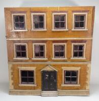 A good English painted wooden dolls house, mid 19th century,