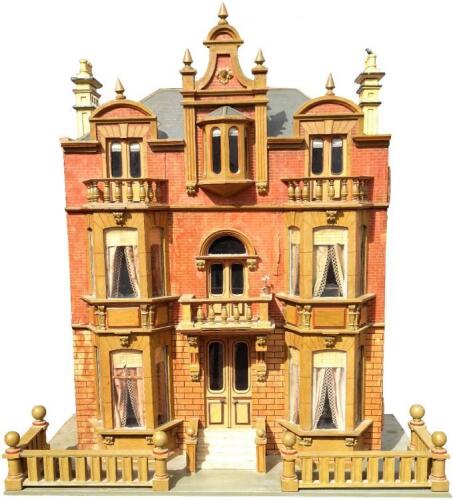 A rare and large Moritz Gottschalk model 2248 Blue roof Dolls House with original contents, German circa 1893-94,