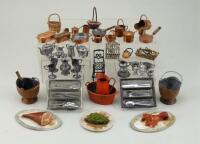 Collection of dolls house accessories for kitchen, circa 1880s,