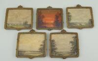 Five Miniature oil paintings for dolls house, German, circa 1890,