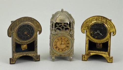 Three miniature clocks for dolls house, German circa 1890,