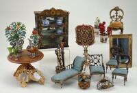 A good collection of miniature dolls house furniture and accessories, mostly German 1890s,