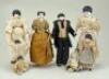 Eight miniature glazed china shoulder head dolls, German circa 1860,