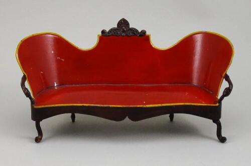 A Rock & Graner tin-plate Balloon-back settee, German 1870s,