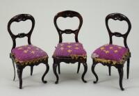 Three Rock & Graner tin-plate balloon-back chairs, German 1870s,