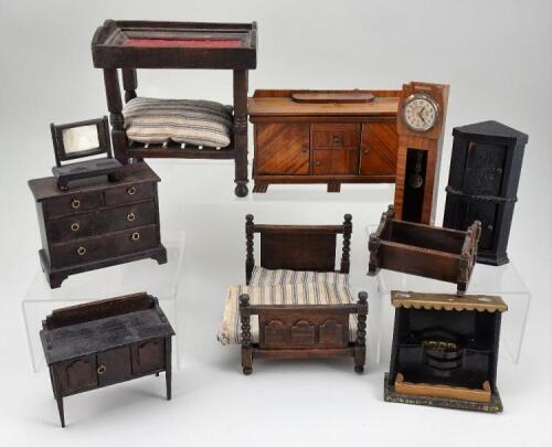 Collection of wooden dolls house furniture including Elgin of Enfield, 1910-1930,