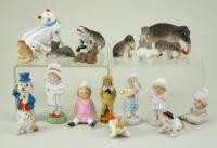 Collection of miniature all-bisque animals and figurines, German 1910s/20s,