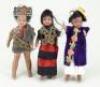 Three miniature all-bisque Mulatto dolls, German circa 1900,