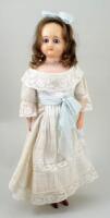 Wax over composition shoulder head doll, German circa 1860-70,