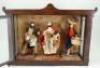 Three early Peddler dolls in glass fronted case, by C&H White, Milton, Portsmouth, 1820s, - 3