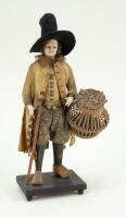 A very rare and early wax figure of a 17th century Country Gentleman, probably 1820s,