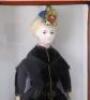 Wax over composition lady doll in glass case, German circa 1860, - 2