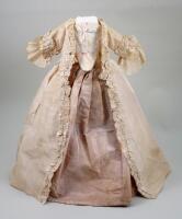 Rare and early ‘Robe a la Francaise’ pink silk sack-back gown for early wooden doll, 18th century