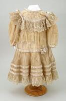 Pale pink and cream silk dress for French Bebe, circa 1890,