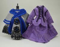 Two good 1860s style fashion doll dresses,