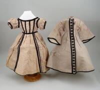 Two French fashion doll dresses, circa 1860,