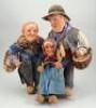 Three Ravca cloth Old Man and Woman dolls, French 1950s,