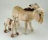 Small Steiff cream mohair Donkey on wheels, German circa 1920,