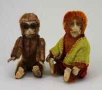 Two Schuco mohair Monkey Perfume bottles, circa 1930,