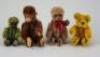 Schuco miniature mohair Teddy Bear and three Monkeys,