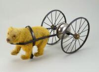 Bing golden mohair Trippel-Trappel pull along Bear toy, German circa 1908,