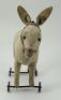 Early Steiff felt Donkey on wheels, German circa 1906, - 2