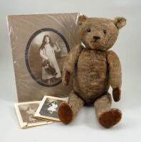 Brown mohair Peacock Teddy Bear, English circa 1915,