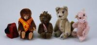 Schuco four miniature mohair animals, 1950s,