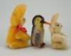 Schuco miniature mohair Penguin and two Rabbits, 1950s, - 2