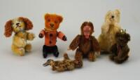 Schuco five miniature mohair animals,