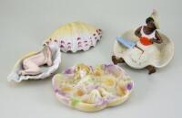 Two Bawdy naughty novelties flipper trinket dishes, German circa 1905,