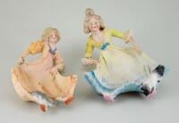 Two Bawdy naughty novelties flipper trinket dishes, German circa 1905,