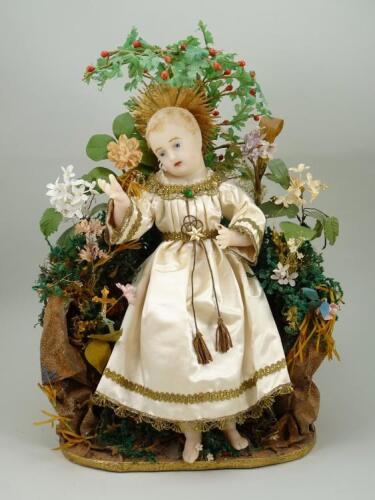 Religious scene with wax baby Jesus, southern European, 19th century,