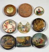 Collection of wooden snuff boxes, 19th century,