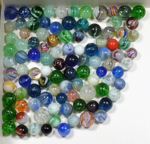 Hundred Victorian glass Marbles,